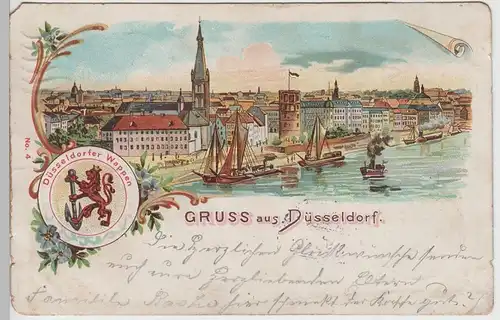 (76698) AK Gruss aus Düsseldorf, mit Wappen, Litho 1904