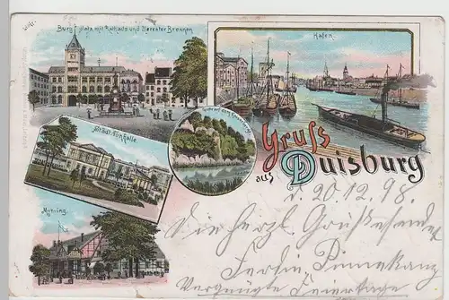 (76687) AK Gruss aus Duisburg, Mehrbild Litho 1898