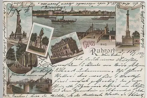 (76684) AK Gruss aus Ruhrort, Mehrbild Litho 1897