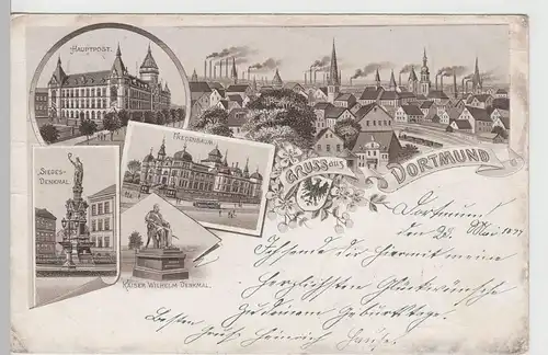 (76675) AK Gruss aus Dortmund, Mehrbild Litho 1897