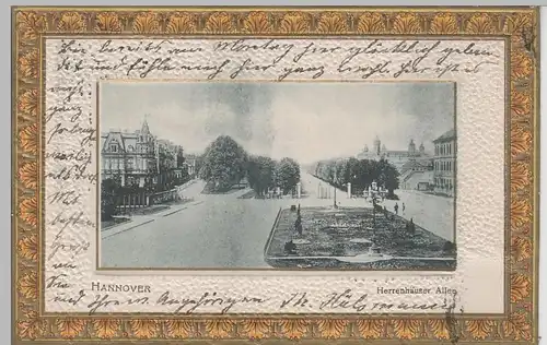 (76670) AK Hannover, Herrenhäuser Allee, Prägekarte 1902