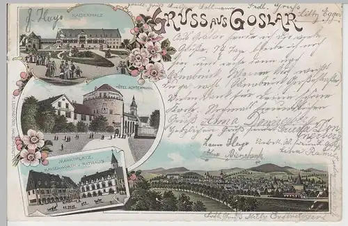 (76640) AK Gruss aus Goslar, Mehrbild Litho 1900