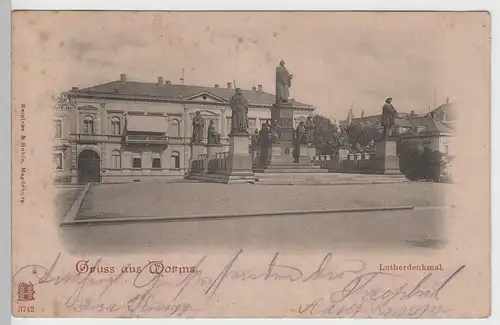 (76599) AK Gruss aus Worms, Lutherdenkmal, 1901