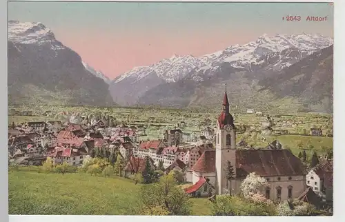 (76482) AK Altdorf, Uri, Panorama mit Pfarrkirche St. Martin, vor 1945