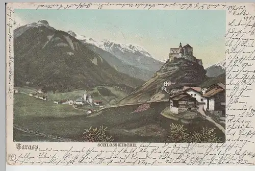 (76481) AK Tarasp, Ort mit Schloss Tarasp 1901