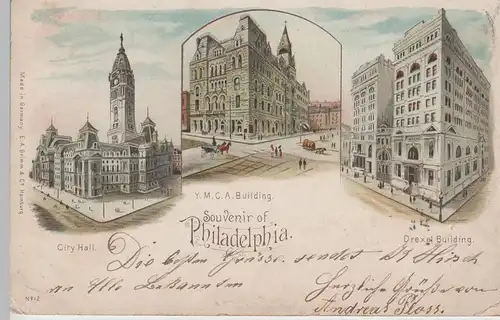 (76453) AK Philadelphia, City Hall, Drexel Building, Litho 1901