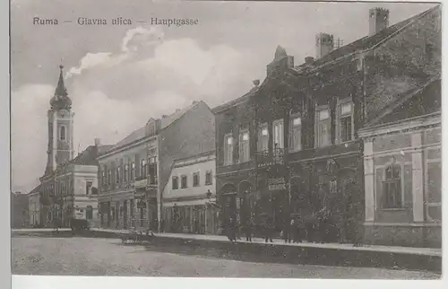 (76440) AK Ruma, Serbien, Glavna ulica, Hauptstraße, Kirche, vor 1945