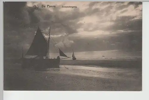 (76433) AK De Panne, Segelboot, Zonondergang, Feldpost 1916