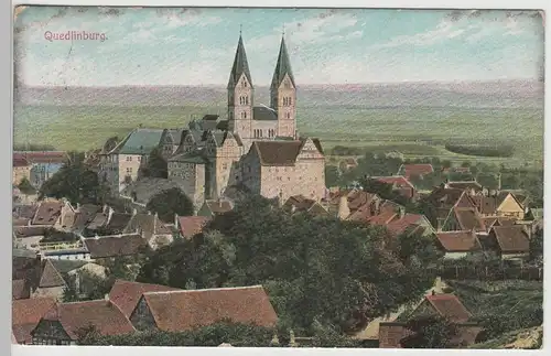 (76348) AK Quedlinburg, Stadt mit Stiftskirche u. Schloss 1910