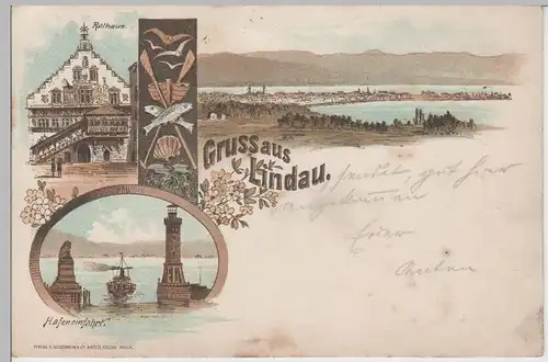 (76139) Künstler AK Gruß aus Lindau, Bodensee, Rathaus 1898