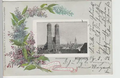(76086) AK München, Frauenkirche, Duftende Grüße, Fliederzweige 1903