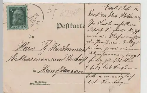 (76054) Künstler AK C. W., Ettal gegen Kofel, Karte bis 1905, gelaufen 1913