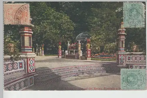 (76001) AK Madrid, Parque del Retiro, Retiro-Park, Entrada, Eingang, um 1924