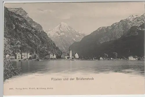 (75995) AK Flüelen, Ortsansicht mit Bristenstock, bis um 1905