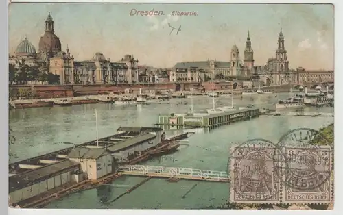(75973) AK Dresden, Elbe, Damenbad, Altstadt 1909
