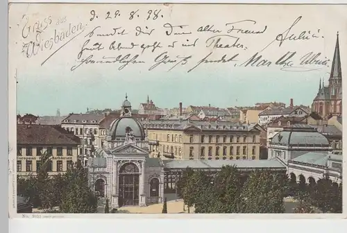 (75957) AK Gruß aus Wiesbaden, Stadtansicht 1898