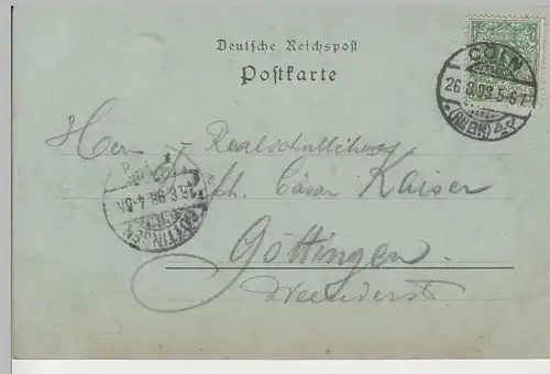 (75953) AK Gruß aus Köln, Mondscheinkarte, Hauptbahnhof 1898