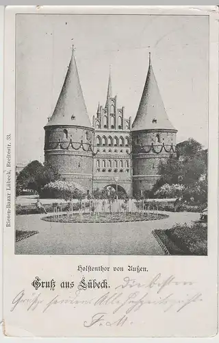 (75573) AK Gruß aus Lübeck, Holstentor 1903