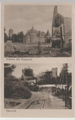 (75540) AK 1. WK, Blamont, Schloss, Burgturm, zerstörte Gebäude 1916