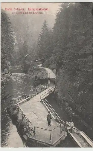 (75497) AK Böhm. Schweiz., Edmundsklamm, Kamnitzklamm, Breiter Stein