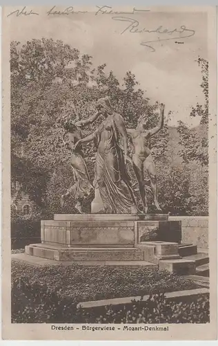 (75448) AK Dresden, Bürgerwiese, Mozart Denkmal 1918