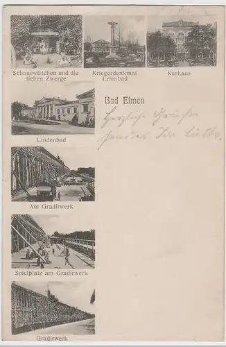 (75447) AK Elmen, Bad Salzelmen, Mehrbild, Lindenbad, Kriegerdenkm.1908