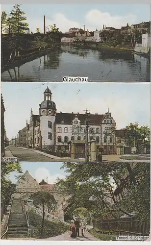 (75424) AK Glauchau, Postamt, Tunnel der Schulstr., Mulde 1912