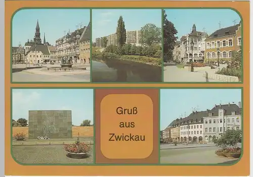 (75279) AK Zwickau, Mehrbildkarte 1987