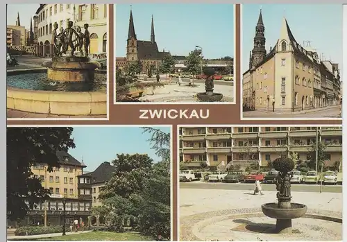 (75278) AK Zwickau, Mehrbildkarte 1988