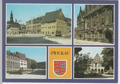 (75277) AK Zwickau, Mehrbildkarte 1989