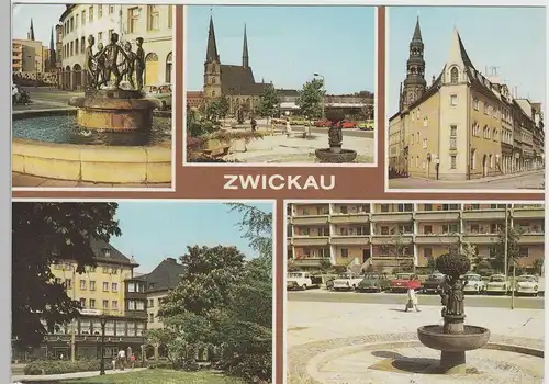 (75247) AK Zwickau, Mehrbildkarte 1989