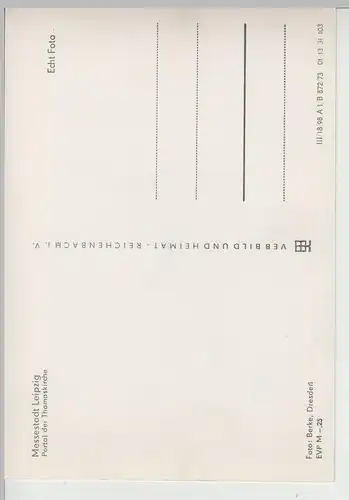 (75220) Foto AK Leipzig, Portal der Thomaskirche 1973