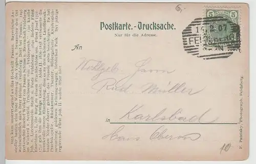 (75115) AK Gruss aus Feldsberg (Valtice), Schloss Liechtenstein, 1907