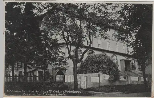 (74965) AK Hohegeiss i. Hochharz, Eisenbahn Erholungsheim, 1942