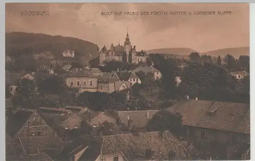 (74954) AK Bückeburg, Palais der Fürstin Mutter u. Luhdener Klippe, um 1908