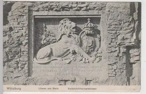 (74862) AK Würzburg, Veitshöchheimerstraße, Löwen am Stein, 1912