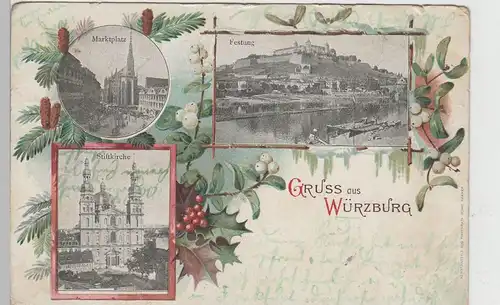 (74851) AK Gruss aus Würzburg, Mehrbild im Schmuckrahmen, 1901