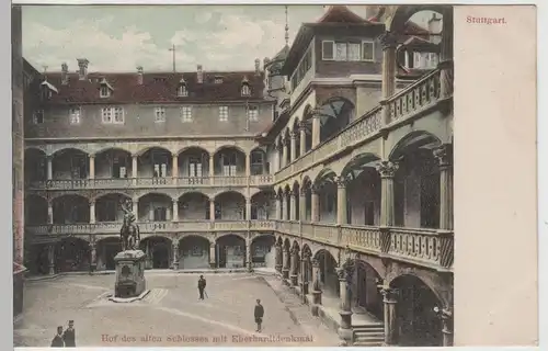 (74823) AK Stuttgart, Hof des alten Schlosses, Eberhardt-Denkmal, um 1905