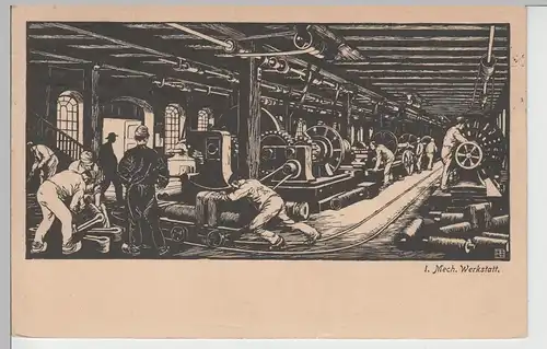 (74714) Künstler AK Essen, Krupp'sche Werke, I. Mechanische Werkstatt 1912