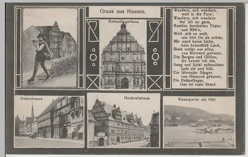 (74684) AK Gruss aus Hameln, Mehrbildkarte 1919