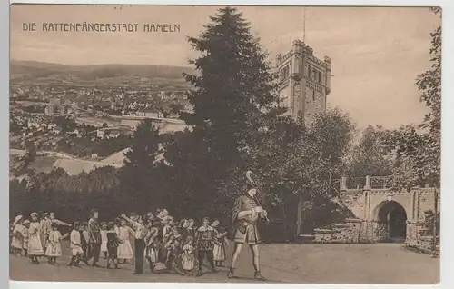 (74680) AK Hameln, Fotomontage mit Rattenfänger, Feldpost 1915