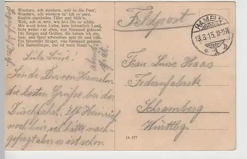 (74680) AK Hameln, Fotomontage mit Rattenfänger, Feldpost 1915