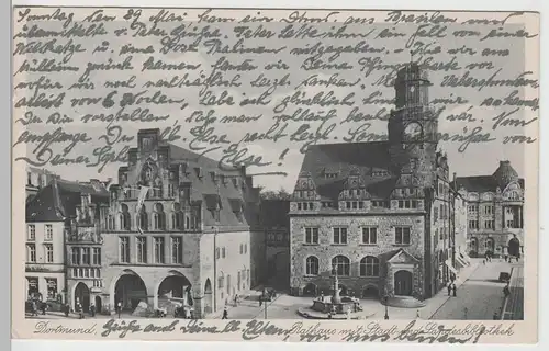 (74646) AK Dortmund, Rathaus mit Stadt- u. Landesbibliothek, 1938