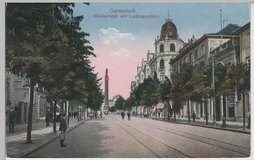 (74645) AK Dortmund, Rheinstraße mit Ludwigssäule, 1921