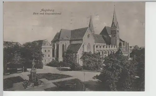 (74555) AK Augsburg, Dom und Siegesdenkmal, Feldpost 1916