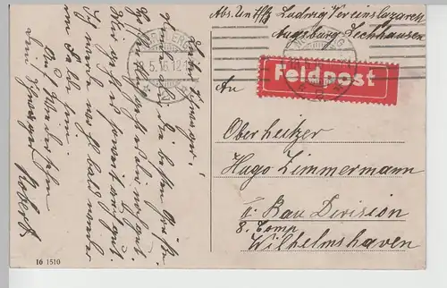 (74555) AK Augsburg, Dom und Siegesdenkmal, Feldpost 1916