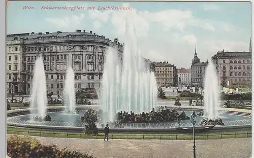 (74445) AK Wien, Schwarzenbergplatz mit Leuchtbrunnen, vor 1945