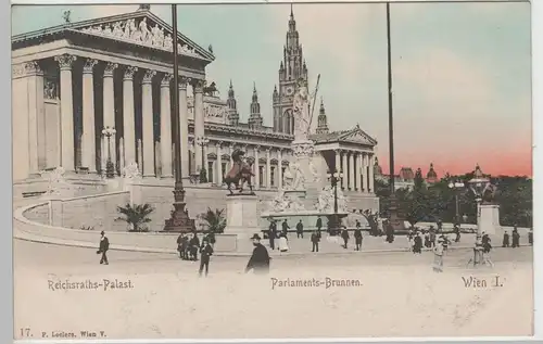(74437) AK Wien, Reichsraths-Palast und Parlaments-Brunnen, bis 1905
