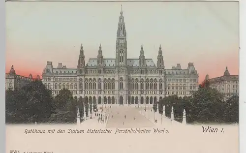 (74436) AK Wien, Rathaus mit den Statuen hist. Persönlichkeiten, bis 1905