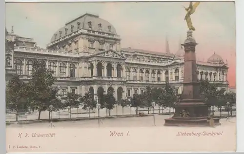 (74434) AK Wien, K.k. Universität und Liebenberg-Denkmal, bis 1905